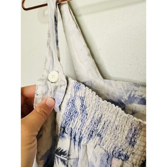 BOSS Blue Floral 100% Linen Open-Waist Square Neckline Summer Dress Size US 4 - Picture 11 of 16